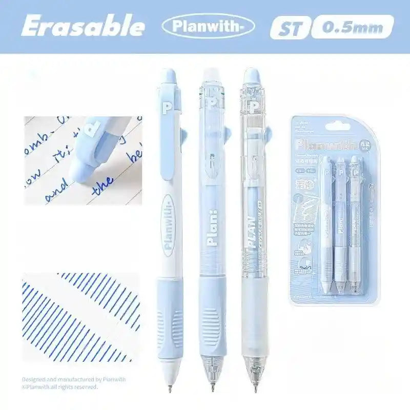 Erasable Gel Pens 3PCS Set | 0.5mm Blue Ink | GLOBGRIP® GLOBGRIP®