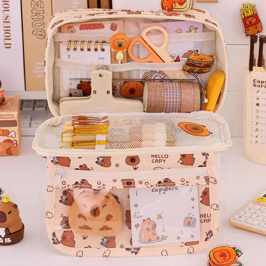 Capybara Pencil Case | Multi-Layer Stationery Organizer | GLOBGRIP® GLOBGRIP®