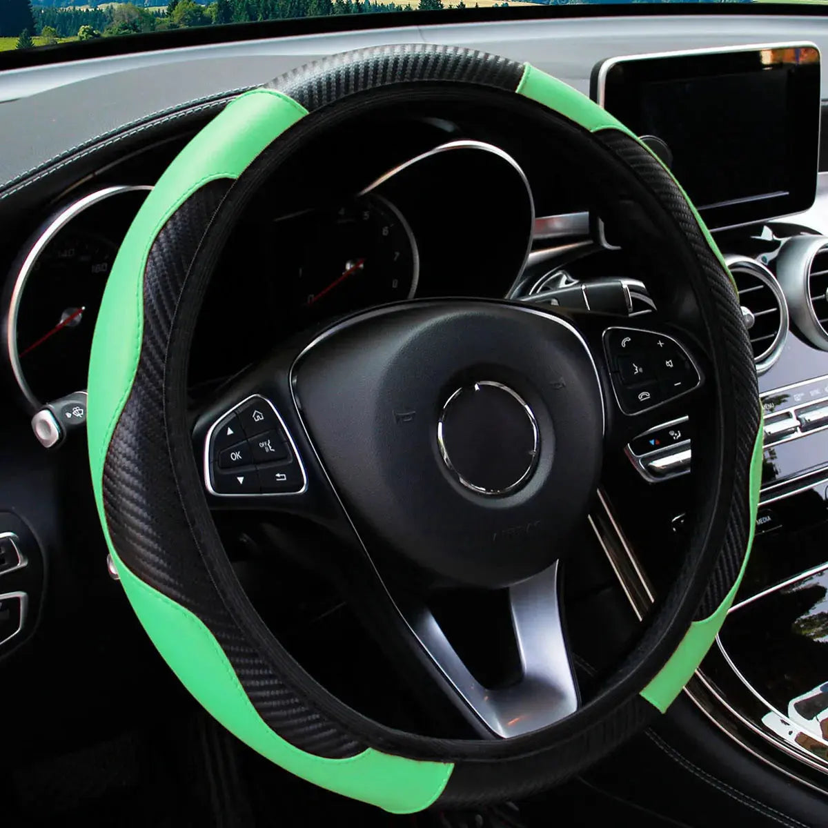 Carbon Fiber Leather Car Steering Wheel Cover | Industrial Anti-Slip Solution GLOBGRIP®