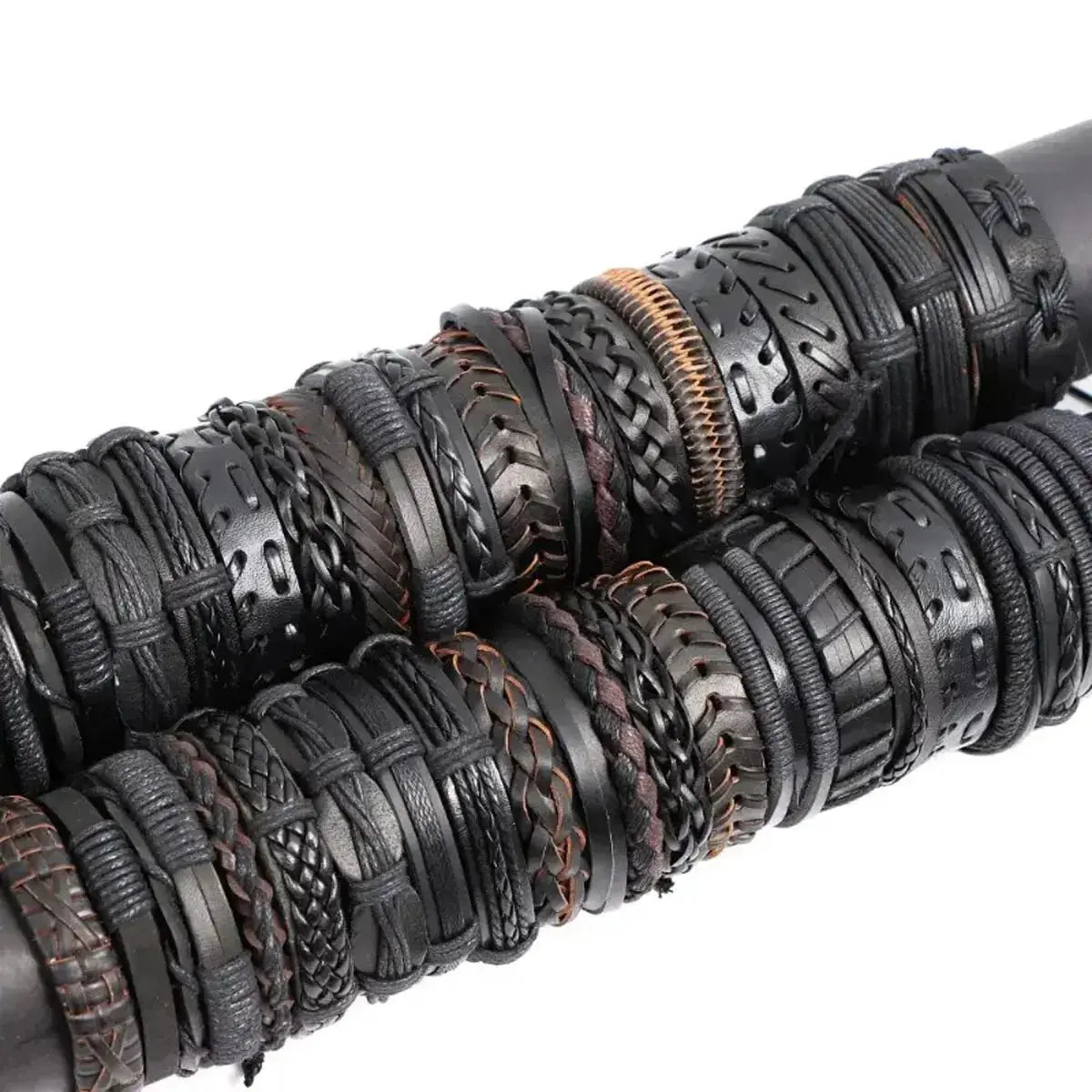 10PCS Random-Style Leather Alloy Bracelet Set – Unisex Industrial GLOBGRIP®