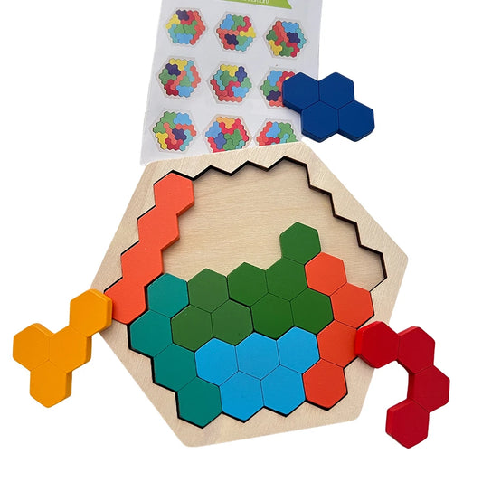🧠 Wooden Tangram Jigsaw DIY Puzzle GLOBGRIP®