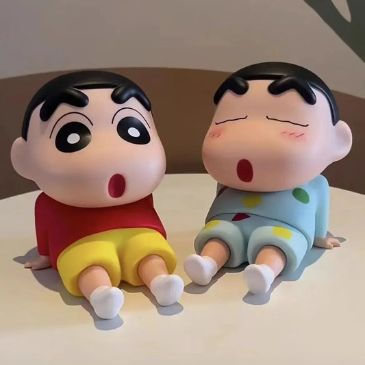 Crayon Shin-Chan Figures Phone Holder Kawaii Anime Desktop Ornaments Cartoon Watching TV Phone Support Cute Doll Decorations GLOBGRIP®