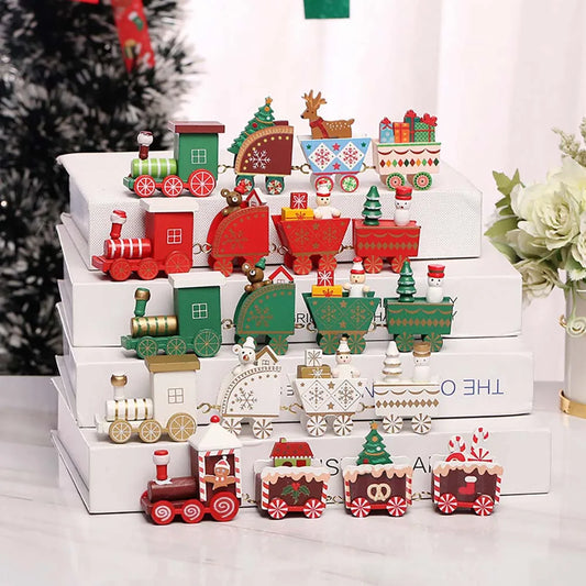 Christmas Wood Train Decoration,Christmas Ornaments With Moving Train,Home Noel,Happy New Year 2025 Gifts GLOBGRIP®