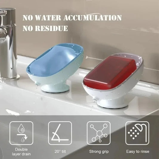 1pc Super Suction Cup Soap Dish Bathroom Portable Soap Dishes Holder Self Draining Soap Box For Bathroom Soap Holder Accessories GLOBGRIP®