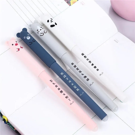 🐷🐻🐱🐭 4 Pcs/Set Kawaii Pig Bear Cat Mouse Erasable Gel Pens GLOBGRIP®