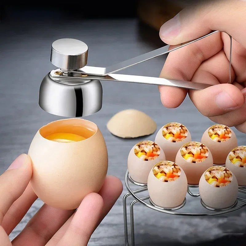 Stainless Steel Egg Topper Cutter Metal Egg Scissors Boiled Raw Opener Creative Kitchen Tool Gadgets Accessories Cool Gadgets GLOBGRIP®