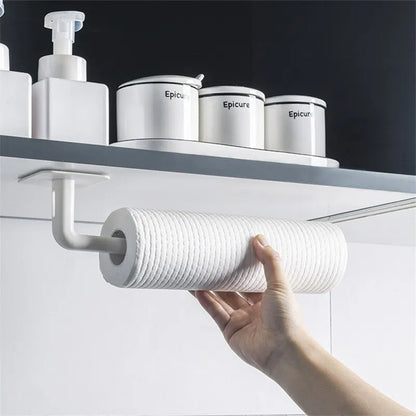 2PCS White Kitchen Hole Free Hook Traceless Storage Rack Shelf Shelves Pot Cover Cup Rack Kitchen Storage Holder GLOBGRIP®