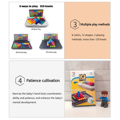 🧠 120 Challenges IQ 3D Puzzle Board Game - 2D GLOBGRIP®