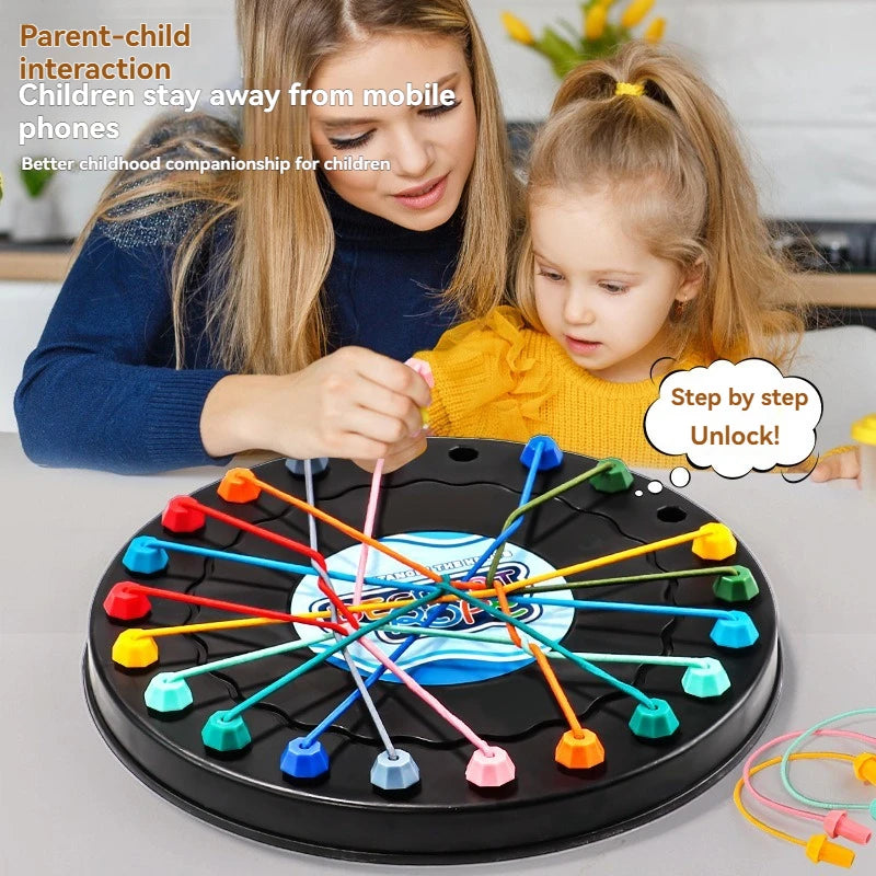New Kid Rope Knots Puzzle  Board Game Color Line Twisted Connected Ropes Logic Thinking Table Game Parent Child Interactive Toy GLOBGRIP®
