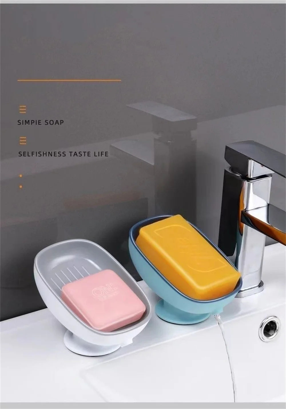 1pc Super Suction Cup Soap Dish Bathroom Portable Soap Dishes Holder Self Draining Soap Box For Bathroom Soap Holder Accessories GLOBGRIP®