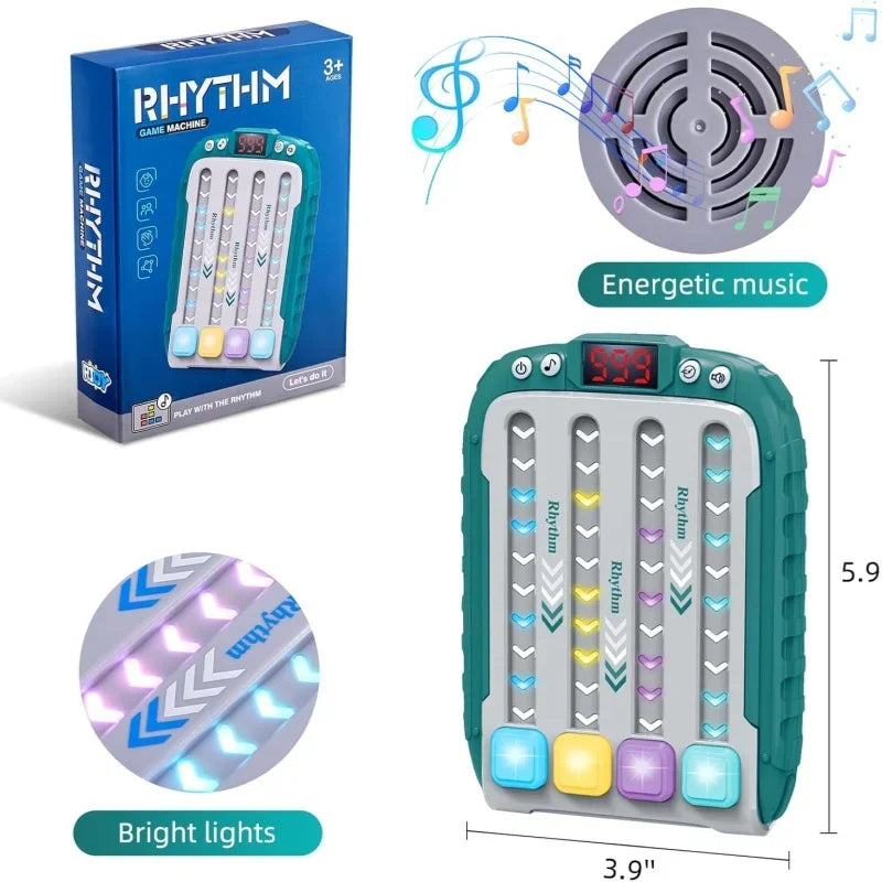 Electronic Music Rhythm Puzzle Game Machine Montessori Pockets Travel Toy Light Up Educationa Sensory Fast Push Table Game GLOBGRIP®