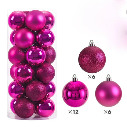 24Pcs 3/4/6CM Christmas Balls Big Ball Christmas Tree Pendant Ornaments for Party Decor 2025 New Year Navidad Gifts Accessory GLOBGRIP®