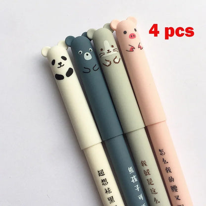 🐷🐻🐱🐭 4 Pcs/Set Kawaii Pig Bear Cat Mouse Erasable Gel Pens GLOBGRIP®