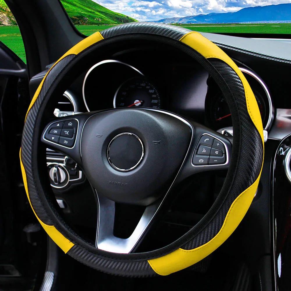 Carbon Fiber Leather Car Steering Wheel Cover GLOBGRIP®