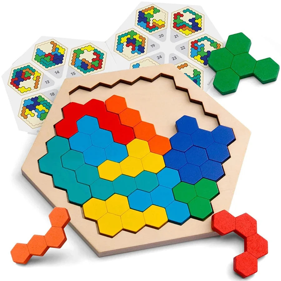 🧠 Wooden Tangram Jigsaw DIY Puzzle GLOBGRIP®