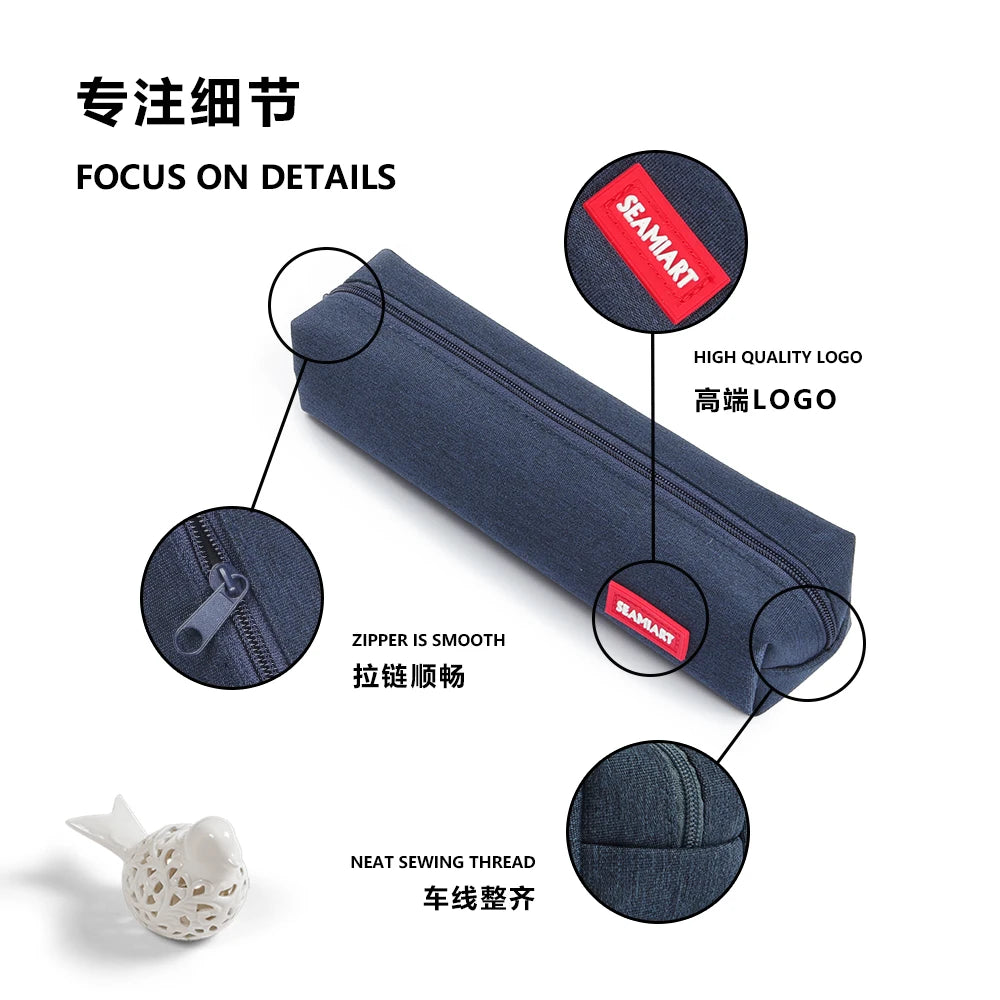 SeamiArt 1pc Small Solid Color Simple Zipper Kawai Pencil Case Mini Pen Bags Papeleria Stationery for School Office Suppliers GLOBGRIP®