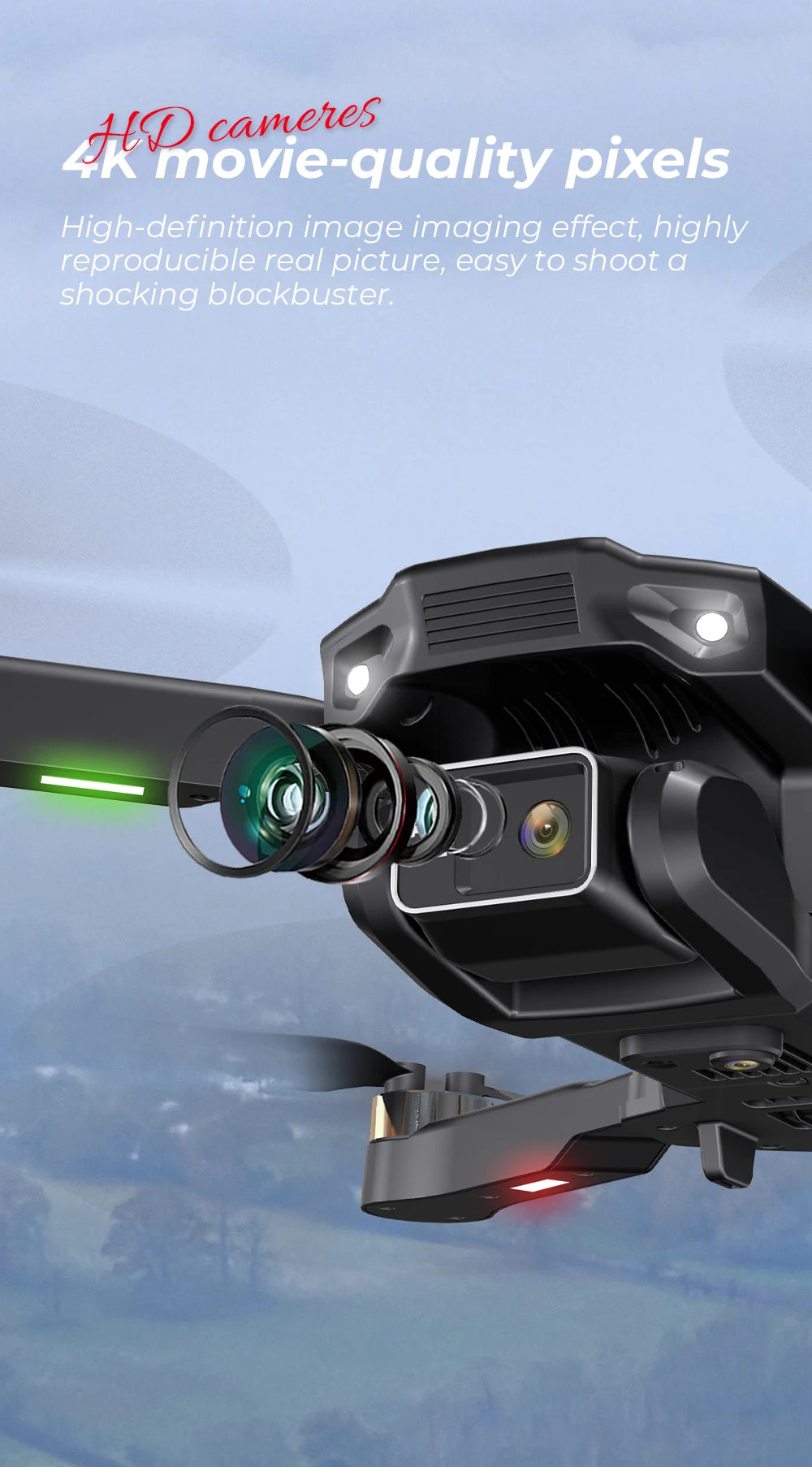 KBDFA New Drone H16 GPS Professional Dual Camera Dron Quadcopter Brushless Aerial Photography Laser Obstacle Avoidance RC Toy GLOBGRIP®