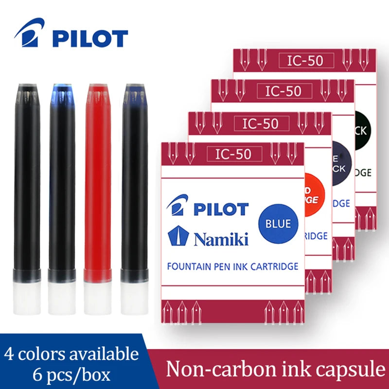6Pcs/Box Japan Pilot Fountain Pen Ink Bladder IC-50 Waterproof Ink Non-carbon Ink Gall for Smiley Face 78g/88g Fountain Pens GLOBGRIP®