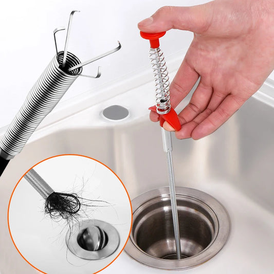 60cm Spring Pipe Dredging Tools, Drain Snake, Drain Cleaner Sticks Clog Remover Cleaning Household for Kitchen Bending Sink Tool GLOBGRIP®