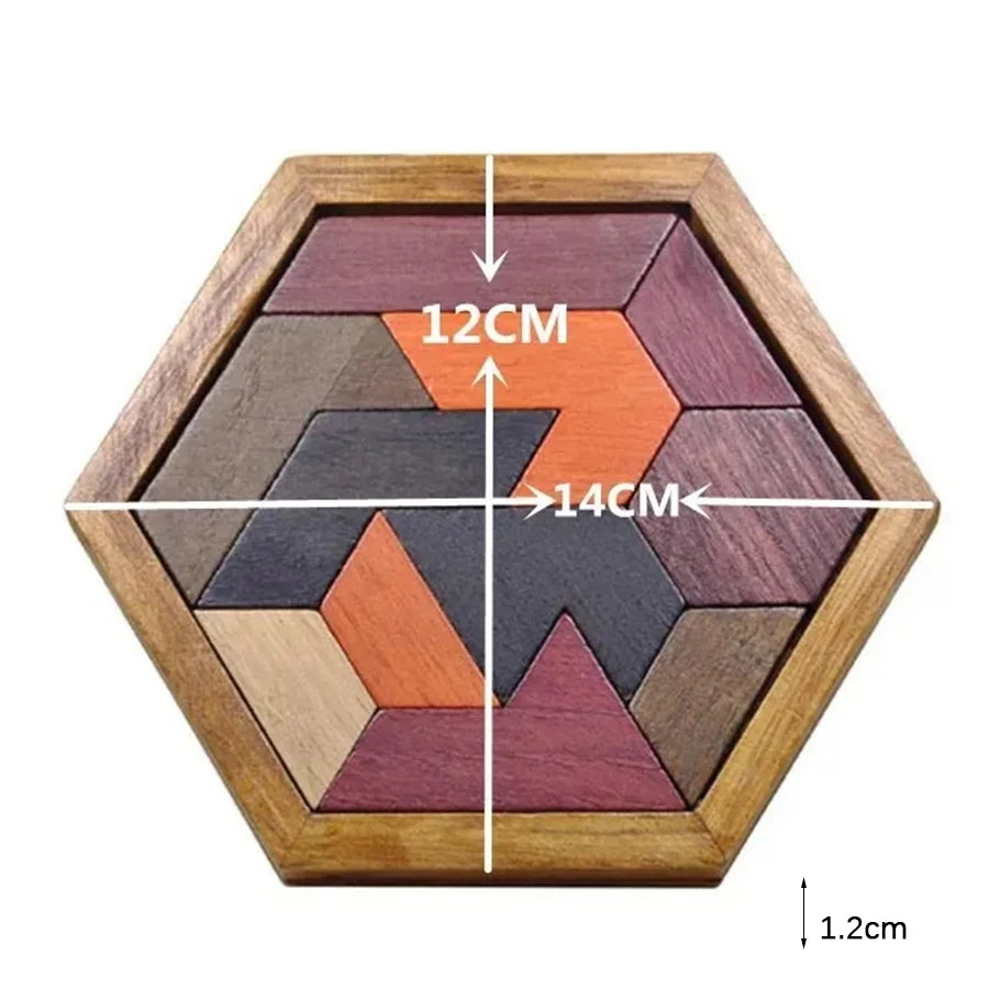 🧠 Wooden Tangram Jigsaw DIY Puzzle GLOBGRIP®