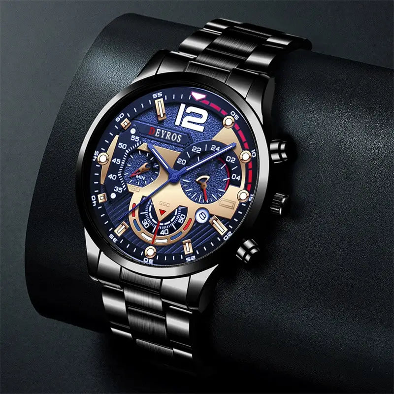 Fashion Mens Stainless Steel Watches Luxury Quartz Wristwatch Calendar Luminous Clock Men Business Casual Watch Reloj Hombre GLOBGRIP®