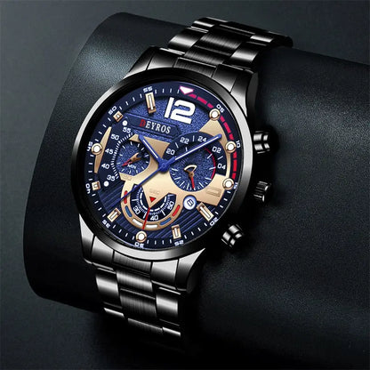 Fashion Mens Stainless Steel Watches Luxury Quartz Wristwatch Calendar Luminous Clock Men Business Casual Watch Reloj Hombre GLOBGRIP®