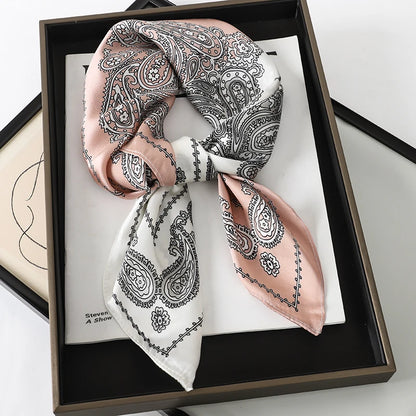 2024 New Fashion 70X70cmPrinted Women's Scarf Pashmina Silk Scarf Square Shawl Decorative Headband Neck Luxury Design Bandana GLOBGRIP®