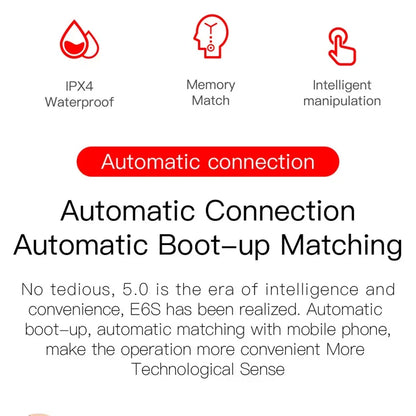 TWS E6S Wireless Bluetooth Earphones By Mic LED Display Stereo Noise Cancelling Headset With Charging Cable For All Smartphone GLOBGRIP®