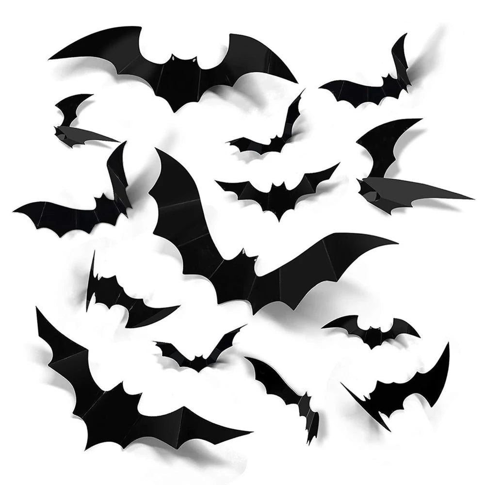 Halloween Bats Decorations,3D Pvc Bat on The Wall,Black Bats Wall Stickers,Halloween Scary Props GLOBGRIP®
