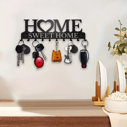 1pc Black Metal Keys Holder Wall Mount Key Holder Sweet Home Design Style Key Rack for Key Hanger With 10 Hooks GLOBGRIP®