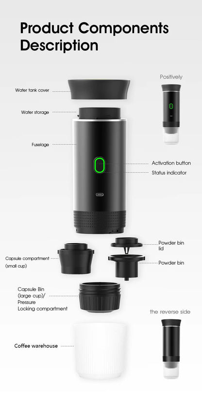 Portable Espresso Coffee Machine | Wireless 3-in-1 Travel Coffee Maker | GLOBGRIP® GLOBGRIP®