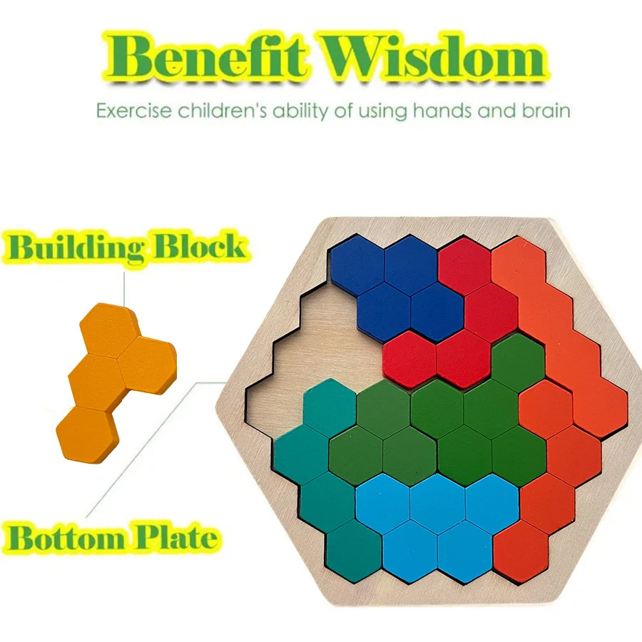 🧠 Wooden Tangram Jigsaw DIY Puzzle GLOBGRIP®