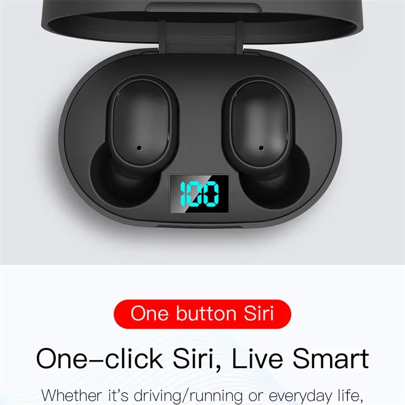 TWS E6S Wireless Bluetooth Earphones By Mic LED Display Stereo Noise Cancelling Headset With Charging Cable For All Smartphone GLOBGRIP®