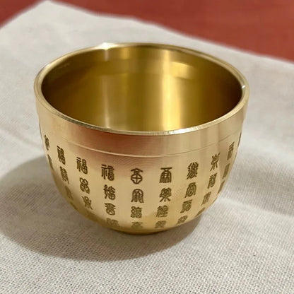 Gold Feng Shui Hundred Blessings Bowl Fine Workmanship Meaningful Gifts Copper Materials Exquisite Mini GLOBGRIP®