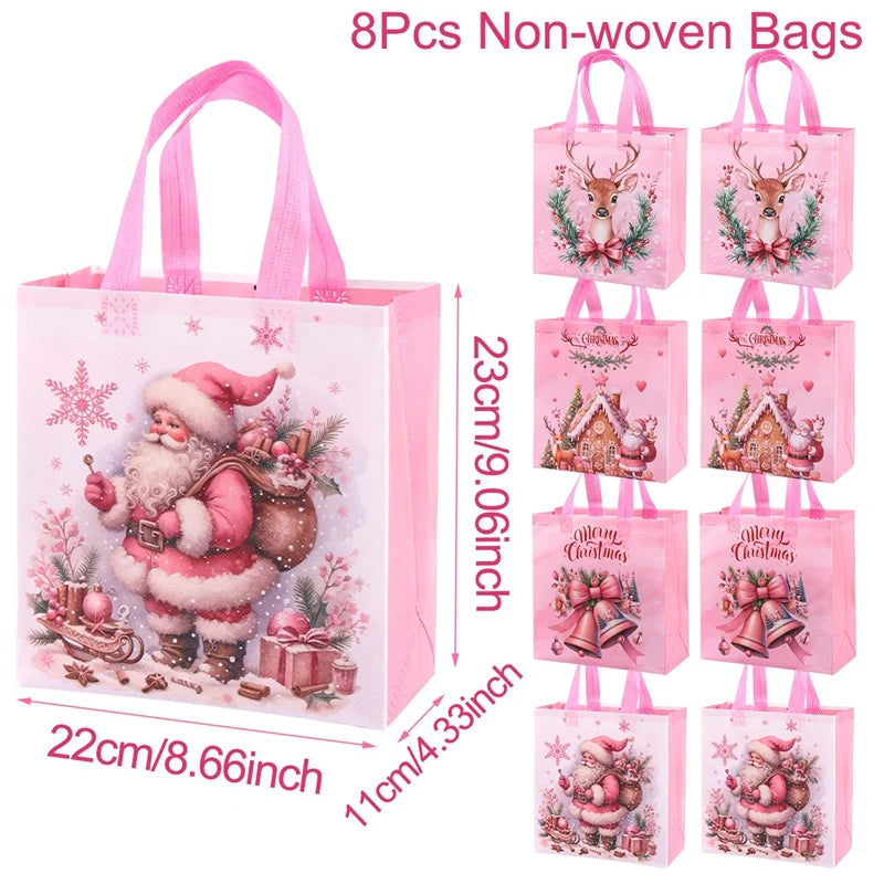4/8pcs Christmas Gift Bag Santa Non-Woven Bag Christmas Decorations For Home 2025 Xmas Navidad Noel Gifts New Year Packaging Bag GLOBGRIP®