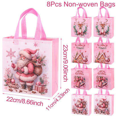 4/8pcs Christmas Gift Bag Santa Non-Woven Bag Christmas Decorations For Home 2025 Xmas Navidad Noel Gifts New Year Packaging Bag GLOBGRIP®
