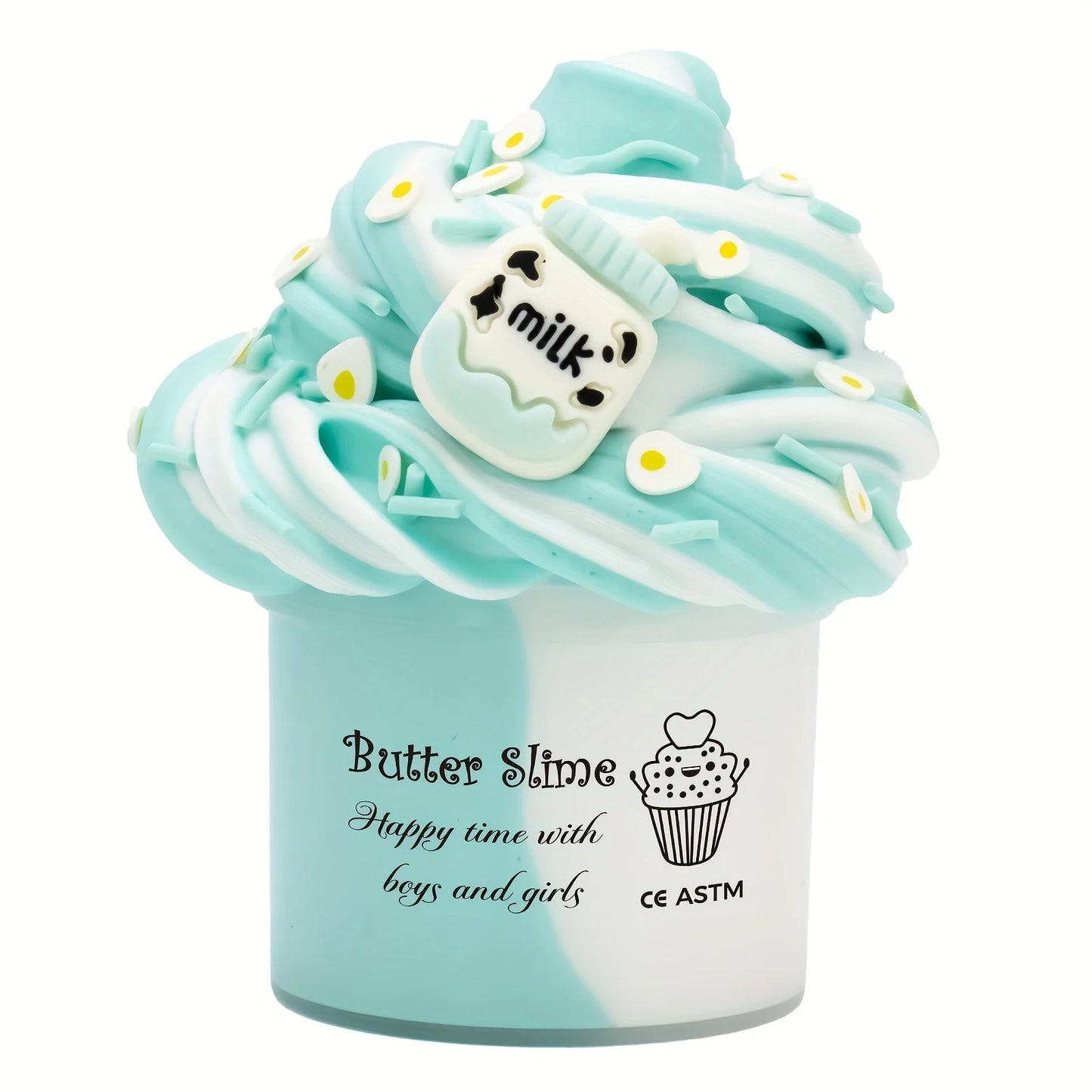 2.37oz Fluffy Two-Tone Butter Slime Super Soft Clay Stretchy Non-sticky Party Favors Slime Charms Toys Education Birthday Gifts GLOBGRIP®