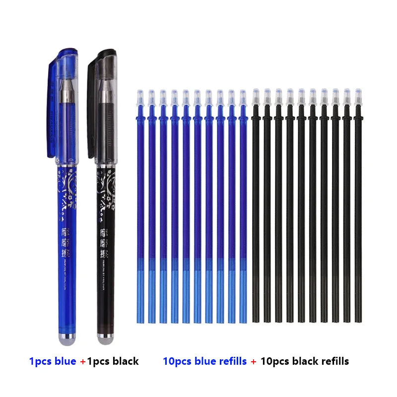 0.5mm Erasable Gel Pen Set Black Blue Red Ink Refill Rod Kawaii Pens Washable Handle School Office Supplies Writing Stationery GLOBGRIP®