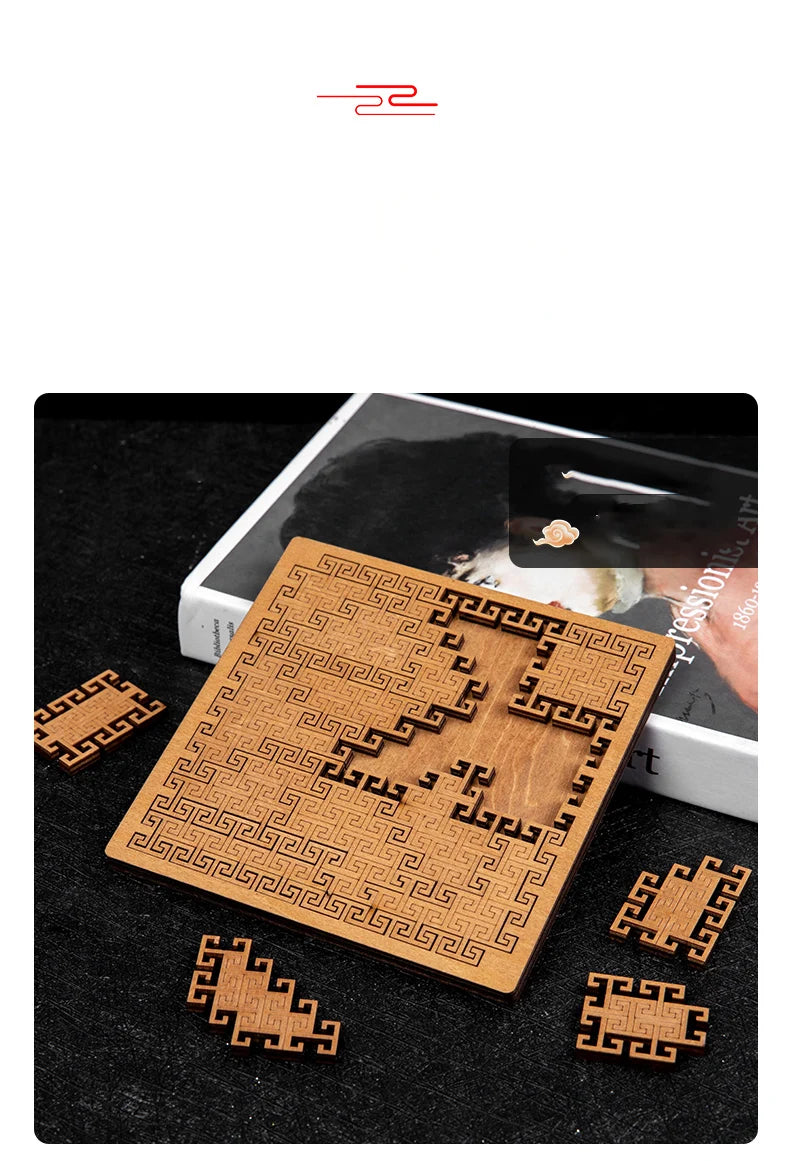 Impossible Wooden Puzzle IQ Puzzles for Adults Impossible JigSaw Puzzles Brain-teaser Ten Level Difficulty Tangram Board Games GLOBGRIP®