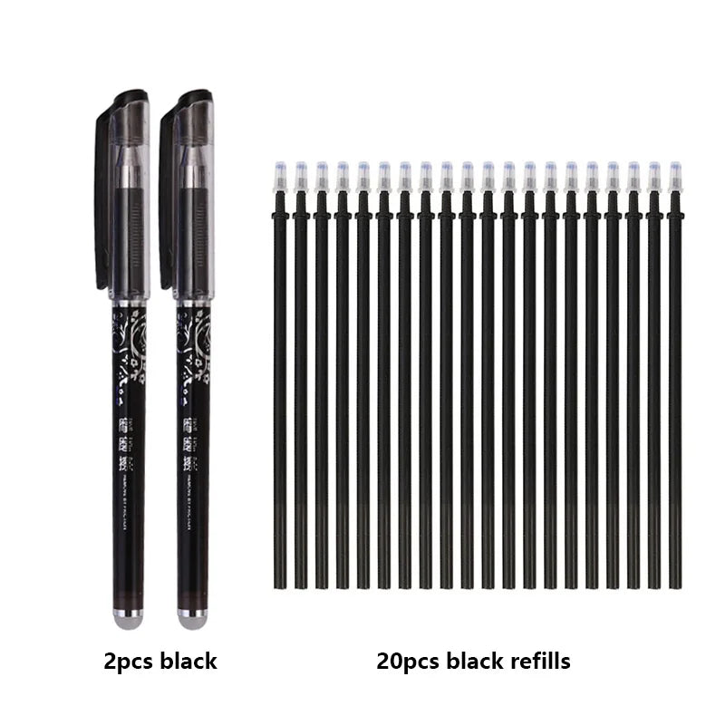 0.5mm Erasable Gel Pen Set Black Blue Red Ink Refill Rod Kawaii Pens Washable Handle School Office Supplies Writing Stationery GLOBGRIP®