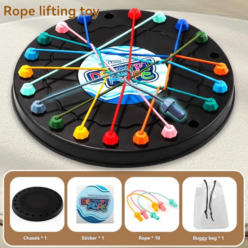 New Kid Rope Knots Puzzle  Board Game Color Line Twisted Connected Ropes Logic Thinking Table Game Parent Child Interactive Toy GLOBGRIP®