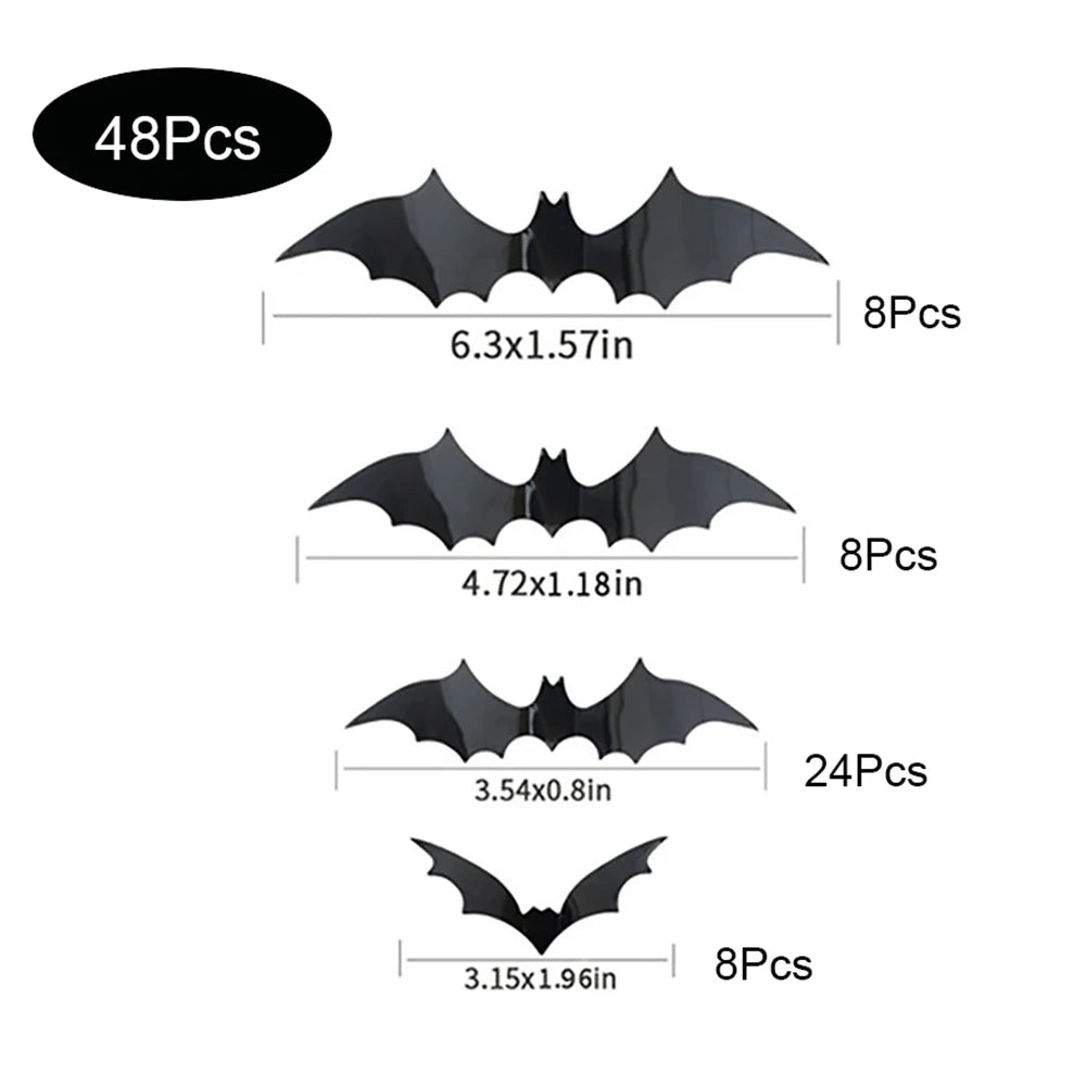 Halloween Bats Decorations,3D Pvc Bat on The Wall,Black Bats Wall Stickers,Halloween Scary Props GLOBGRIP®