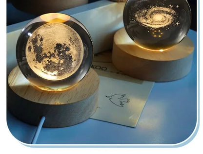Aesthetic Moon Crystal Sphere Creative Clear Glass Galaxy Globe Night Light Crystal Ball Lamp Desktop Decoration Home Ornament GLOBGRIP®