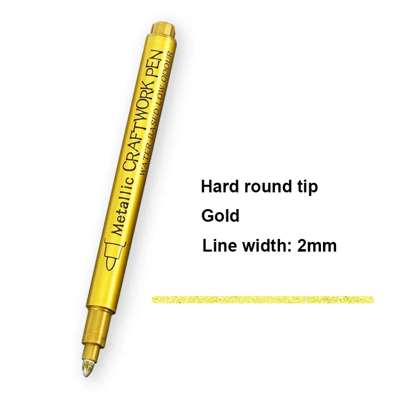 2/1Pc Brush Metallic Marker Pens Gold Silver Color Permanent Art Marker For Manga Crafts Scrapbooking School Stationery Supplies GLOBGRIP®