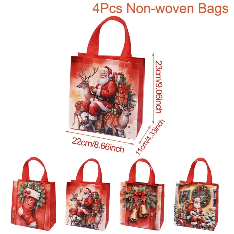 4/8pcs Christmas Gift Bag Santa Non-Woven Bag Christmas Decorations For Home 2025 Xmas Navidad Noel Gifts New Year Packaging Bag GLOBGRIP®