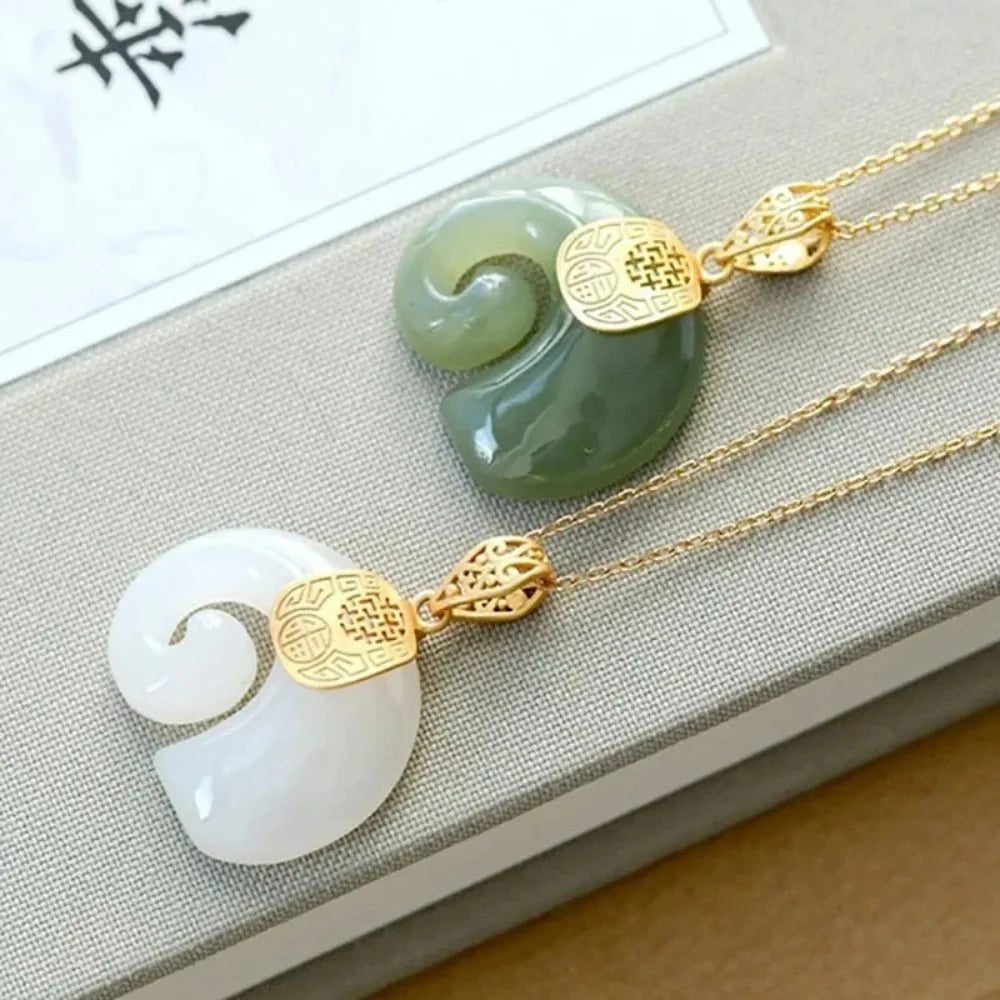 Boutique Natural Stone Hetian Jade Elephant Pendant 18K Gold Plated Chain Necklace Choker Jewelry for Women Birthday Anniversary GLOBGRIP®