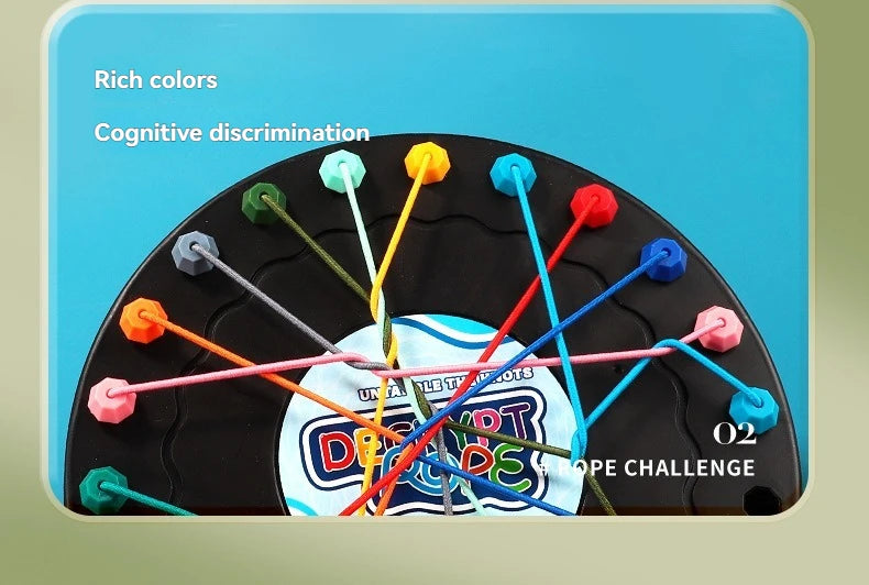 New Kid Rope Knots Puzzle  Board Game Color Line Twisted Connected Ropes Logic Thinking Table Game Parent Child Interactive Toy GLOBGRIP®