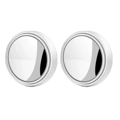 GLOBGRIP round convex blind spot mirrors for vehicle safety with silver frame and adhesive backing