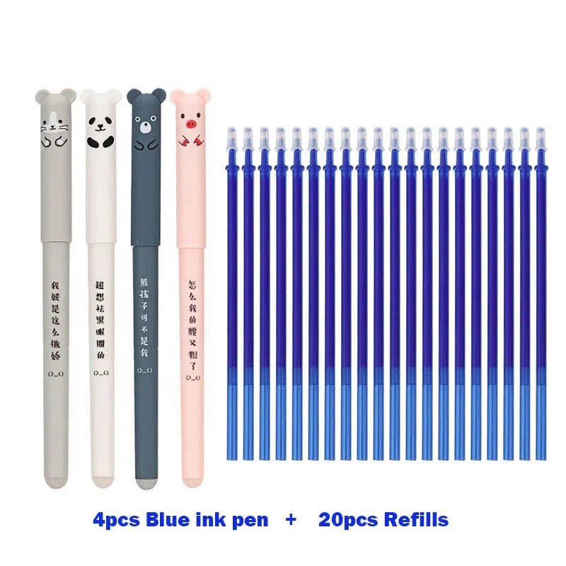 🐻🐷🐱 Kawaii Pig, Bear & Cat Erasable Gel Pen Refills GLOBGRIP®