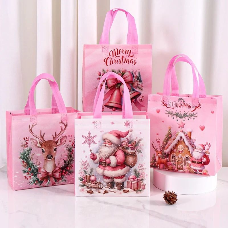 4/8pcs Christmas Gift Bag Santa Non-Woven Bag Christmas Decorations For Home 2025 Xmas Navidad Noel Gifts New Year Packaging Bag GLOBGRIP®
